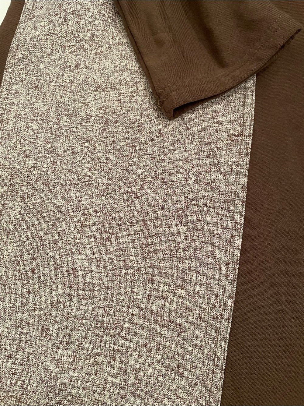 BKE Brown Mixed-Panel Cowl Neck Sweater with Striped Accent - Picture 4 of 6